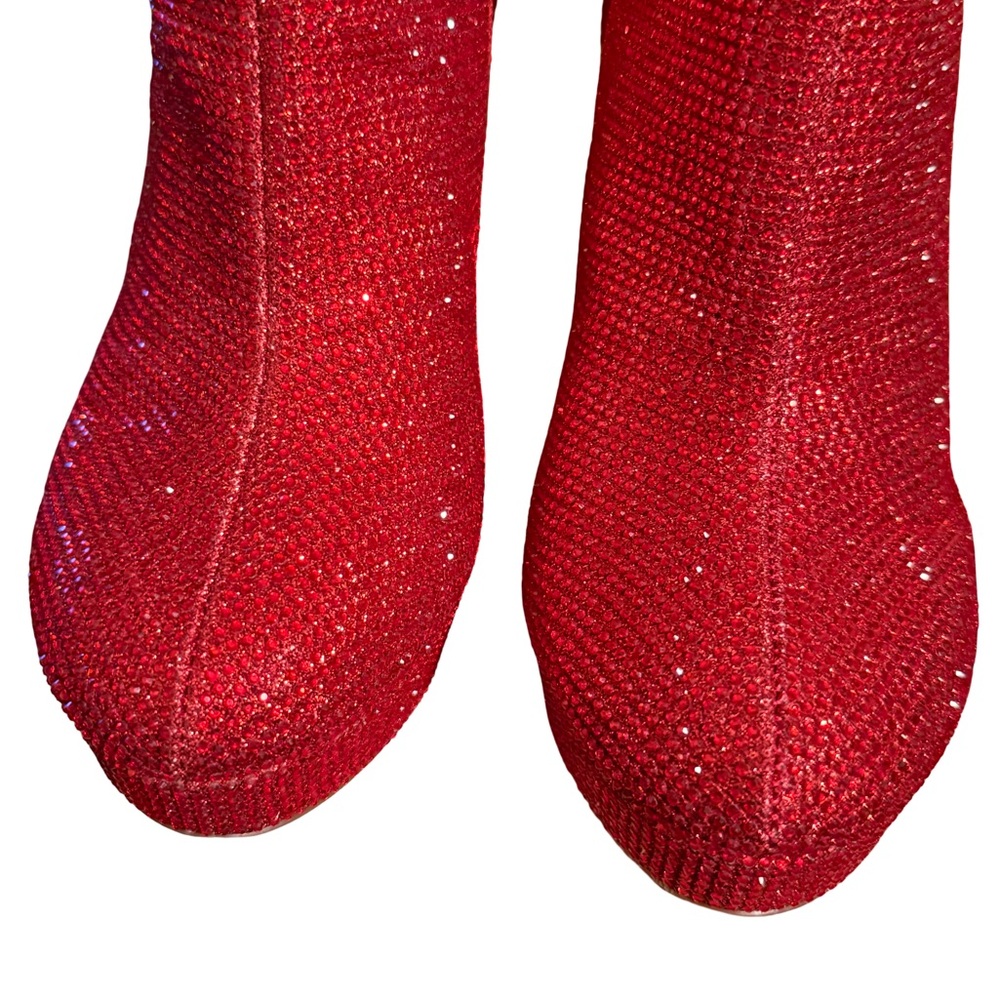 Thalia Sodi NWT Glittering Red Platform Stiletto Heel Ankle Booties (SH107) - Picture 3 of 11